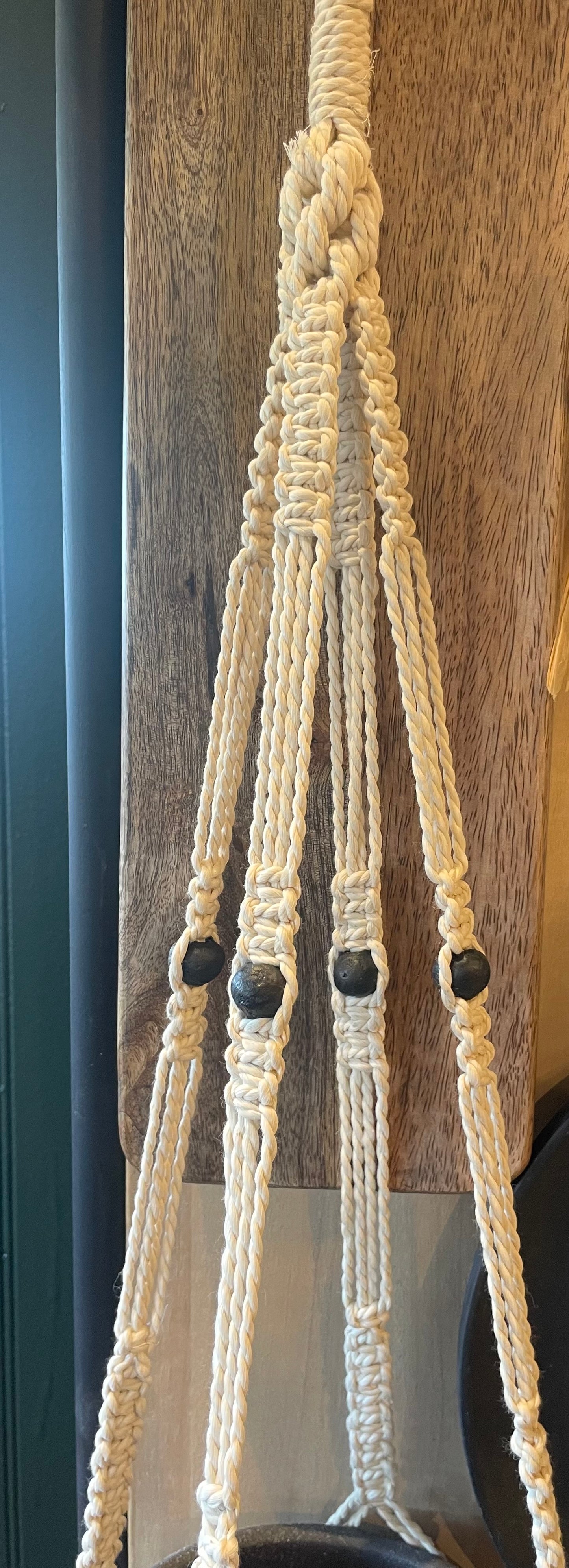 46” MacramePlant Hanger w/black Beads