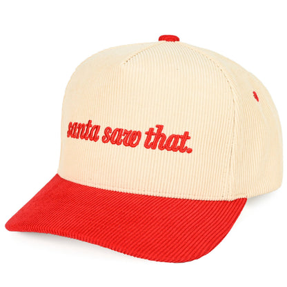 C.C SANTA SAW THAT Letter Corduroy Trucker Cap