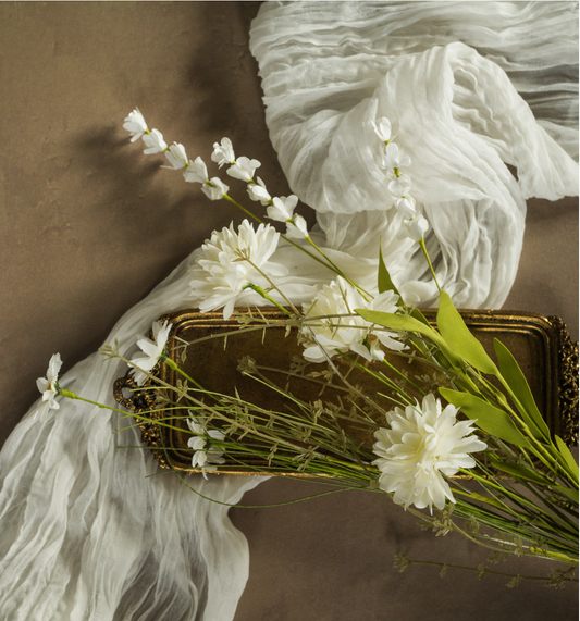 22’ White Pom Pom Wildflower Spray