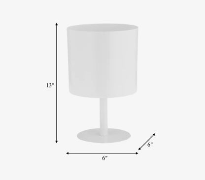6” White Metal Cylander Flat Round Base Planter