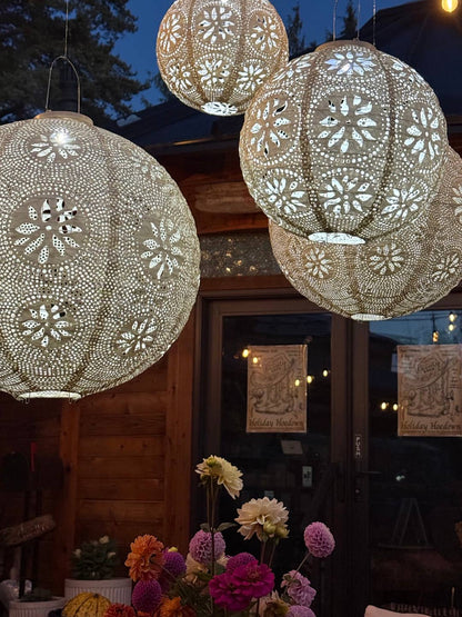 *NEW* Stella Luxe 18" Globe Boho Battery Lantern - Pearl