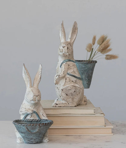 10-1/4”H Resin Rabbit w/ Basket