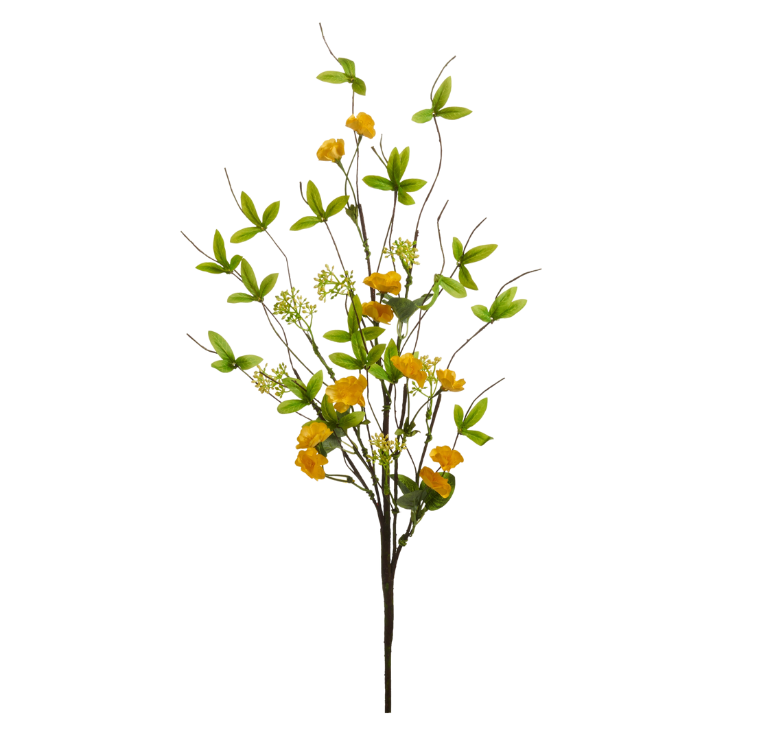 28” Yellow Blossom & Leaf Spray