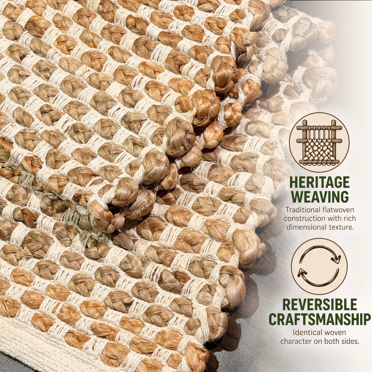 Boucle Jute/Cotton Rug-Natural Jute/Ivory-2'x3'