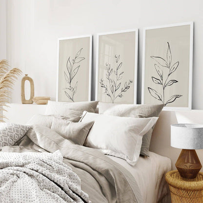 8” x 10” One Line Drawing Print. Contemporary Art Poster-set/3-No frame