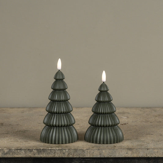 5" NOBLE DARK GREEN TREE 3D FLAME CANDLE
