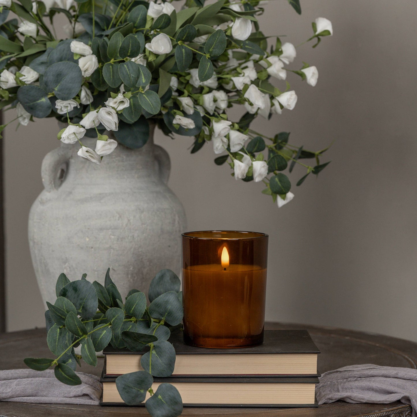 5" AMBER THICK GLASS 3D FLAME CANDLE