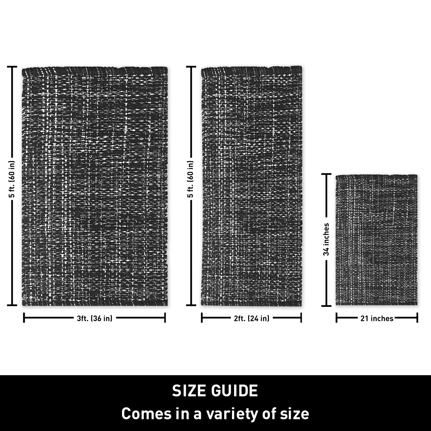 WAFFLE RUNNER, BLACK-WHITE, 2' x5'.