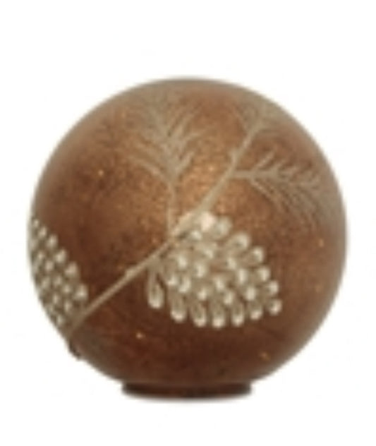 LED Gold Globe w/Pinecones-Lg