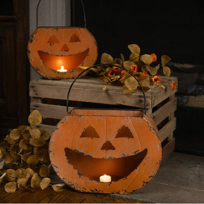 10” Happy Jack O Lantern Metal Bucket
