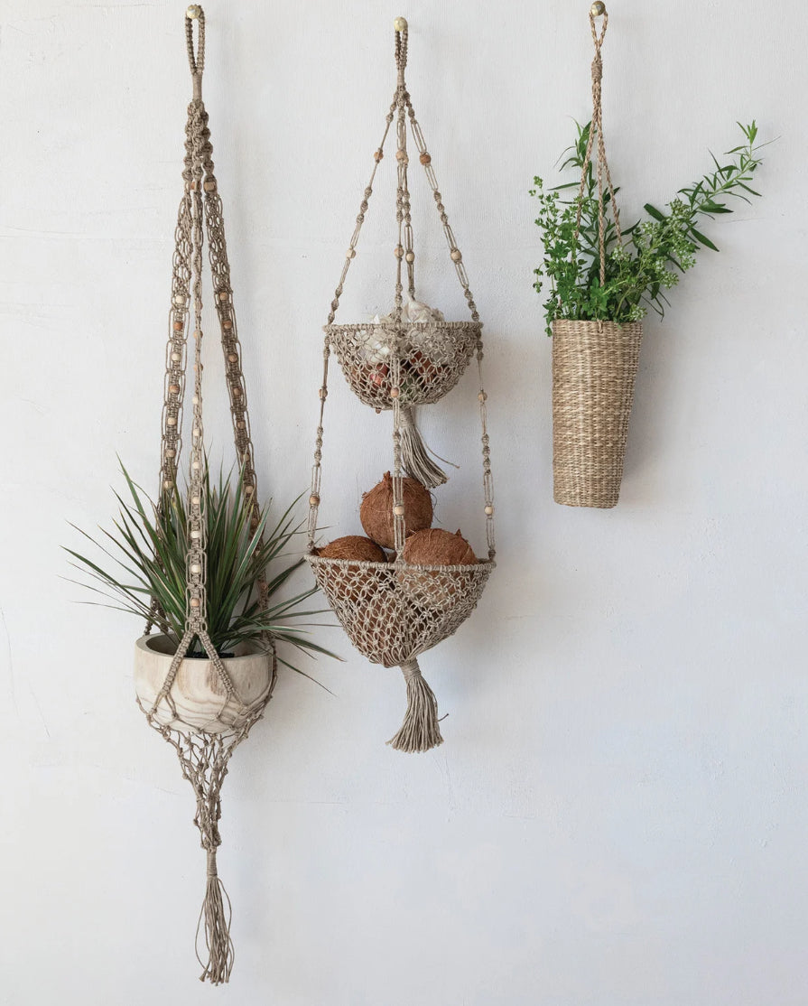 Hand-Woven Seagrass Hanging Basket