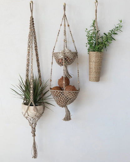 Hand-Woven Seagrass Hanging Basket