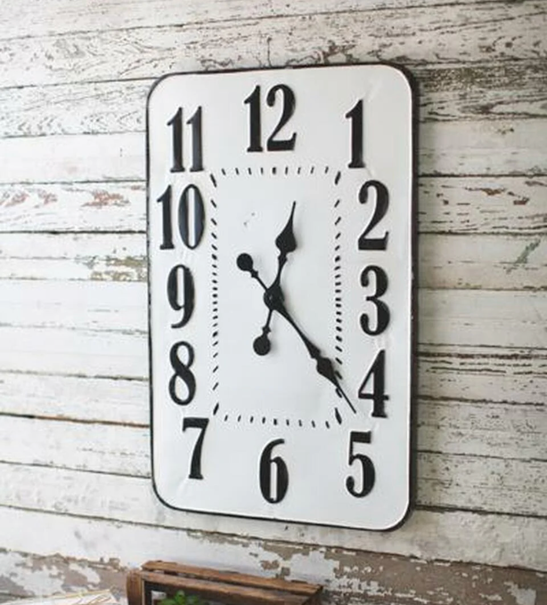 Enamelware Rectangle Wall Clock