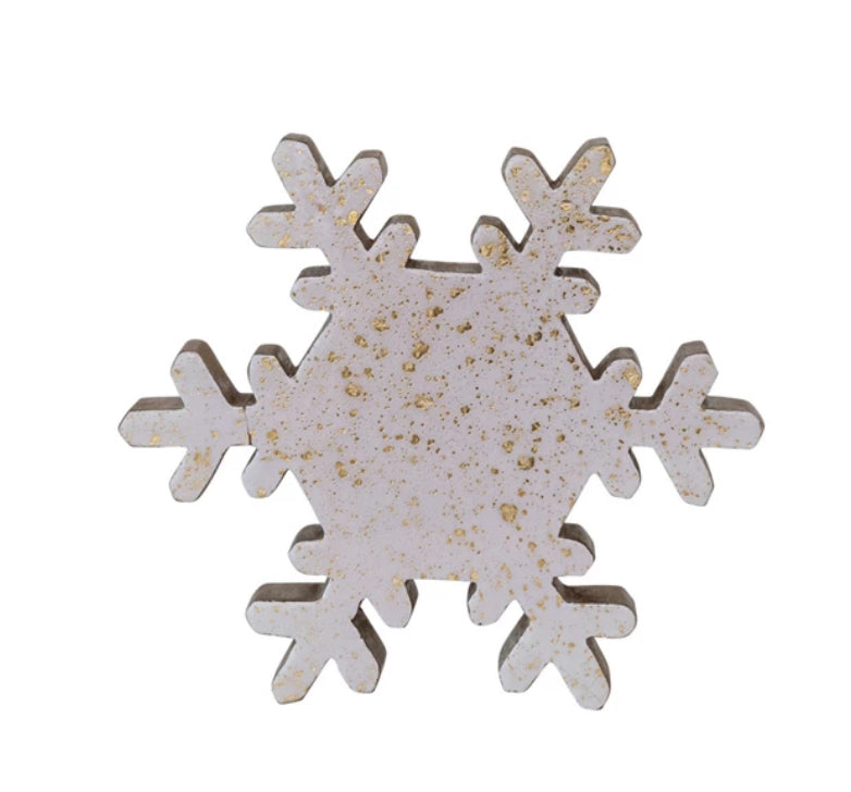 Mango Wood Snowflake w/Gold Foil