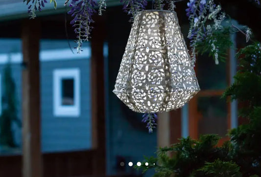 Stella Prism 11” Solar Lantern-Pearl