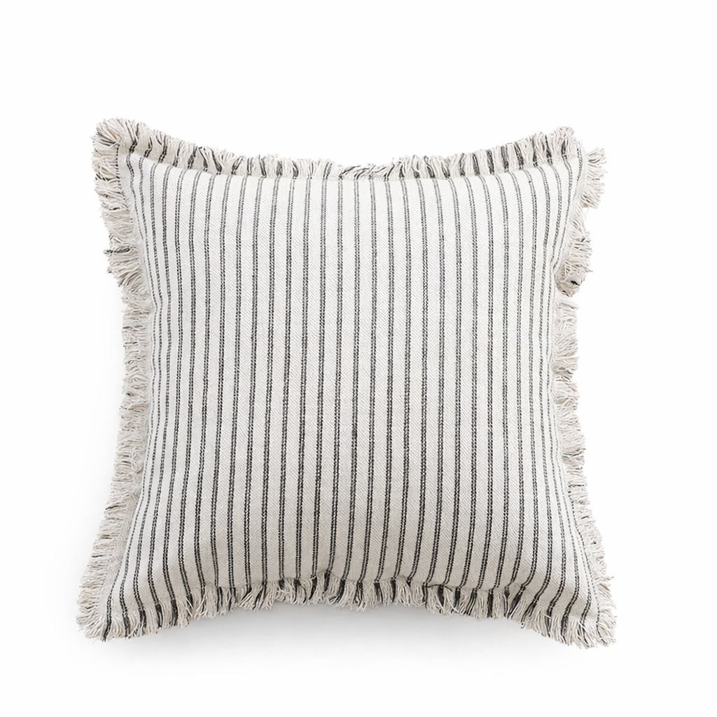Coastal Striped Cotton Blend Throw Pillow
