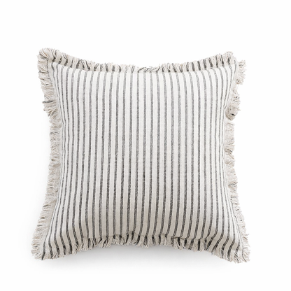 Coastal Striped Cotton Blend Throw Pillow