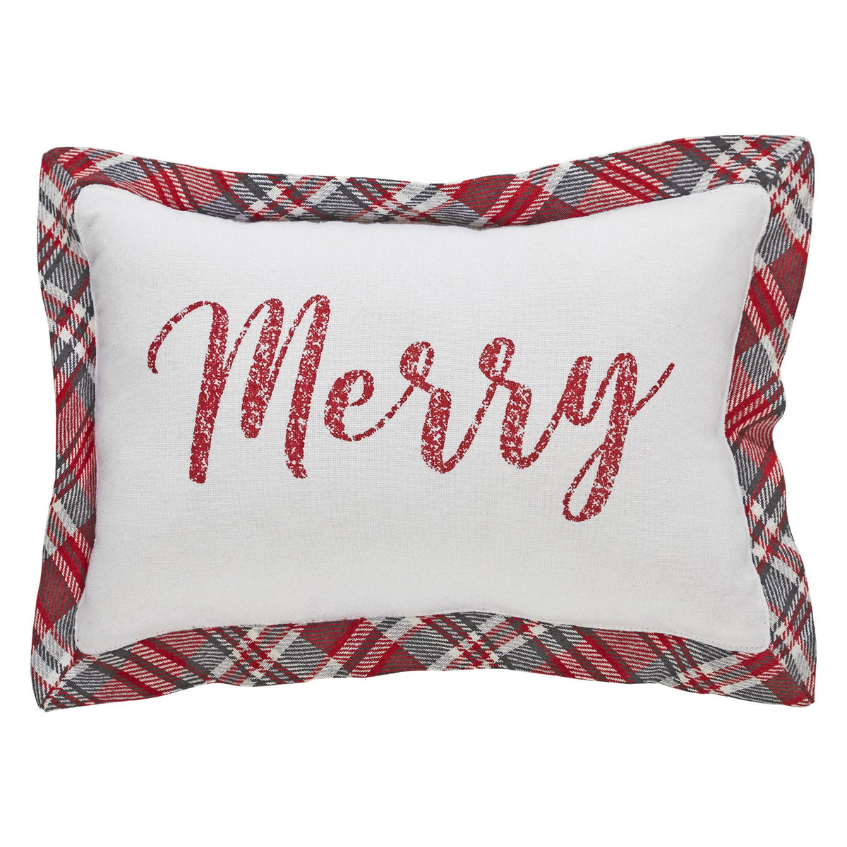 Gregor Plaid Christmas Merry Throw Pillow 9.5x14