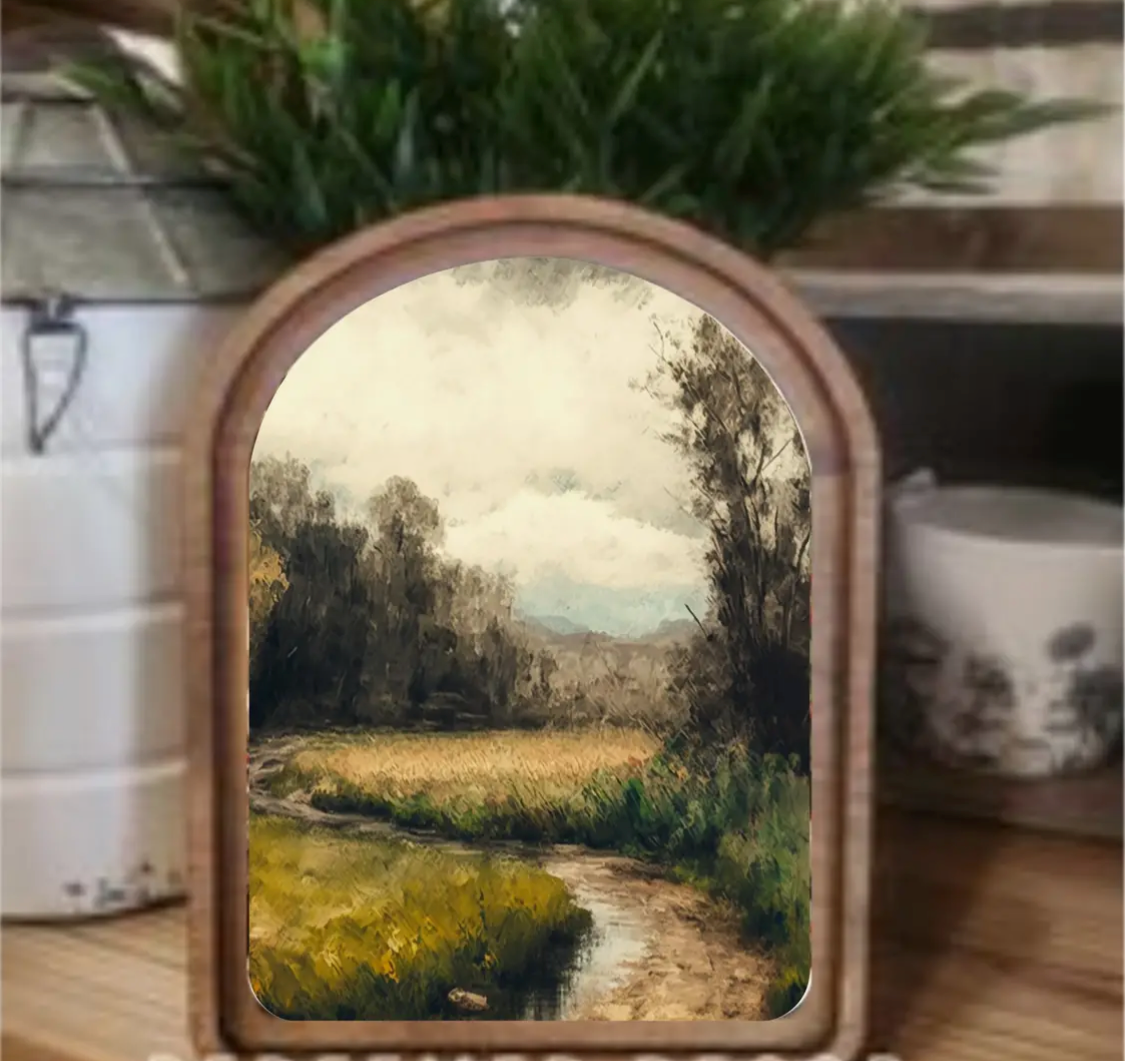 8.25” x 11” Arch Top Moody Dirt Road Framed Arch