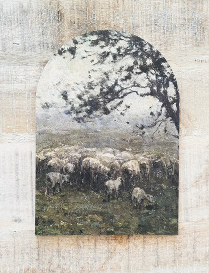 5”x7” Moody Sheep Wood Arch