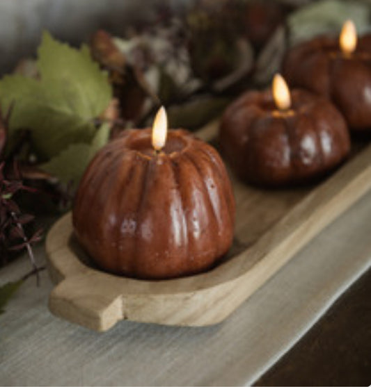 4” Bronze 3D Flame Tall Pumpkin Candle