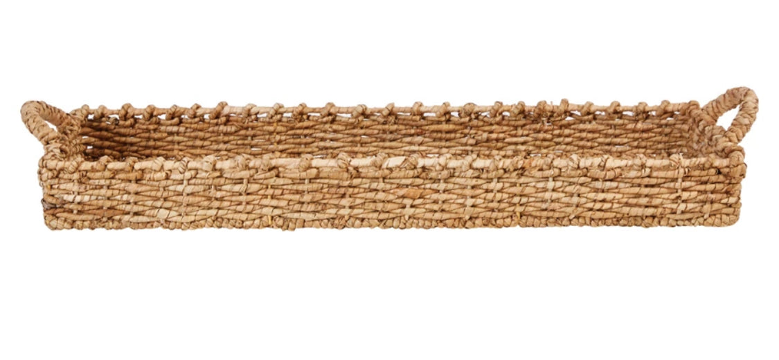Decorative Hand-Woven Seagrass Tray w/Handles