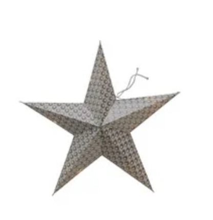 5 Point Folding Recycled Paper Star Ornament w/LED Lights
