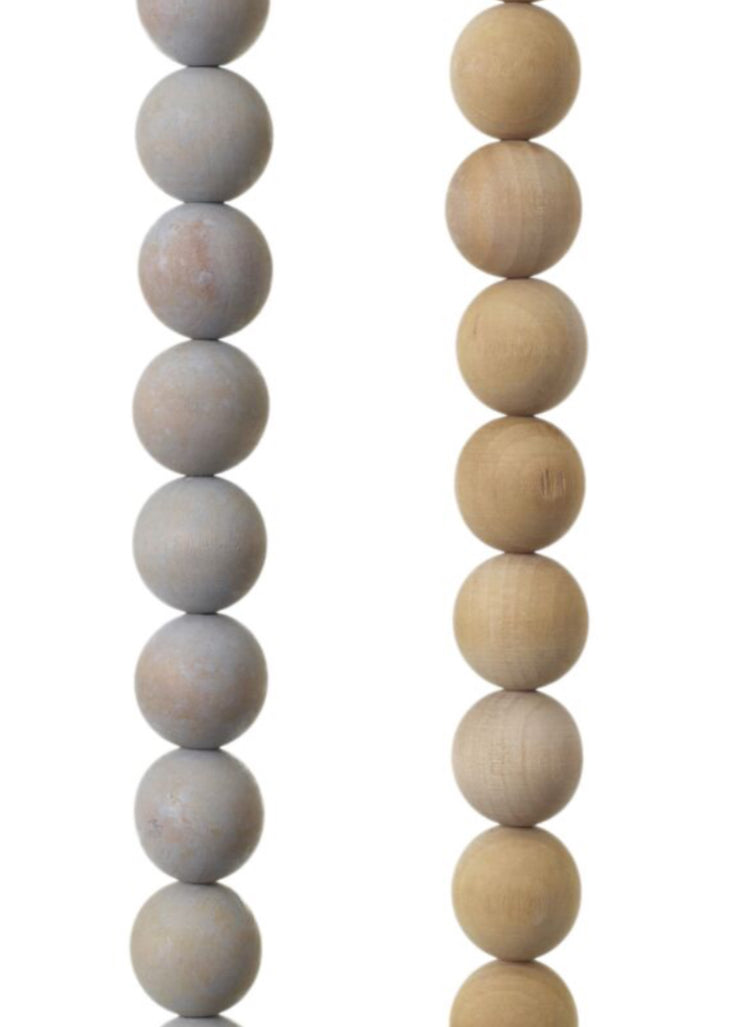 72” Grey Round Wood Bead Garland