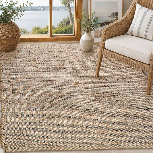 Jute Chindi Rug-Natural Jute-Greys, 3'x5'.