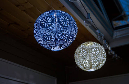 Stella Boho 12" Globe Solar Lantern - Metallic Blue