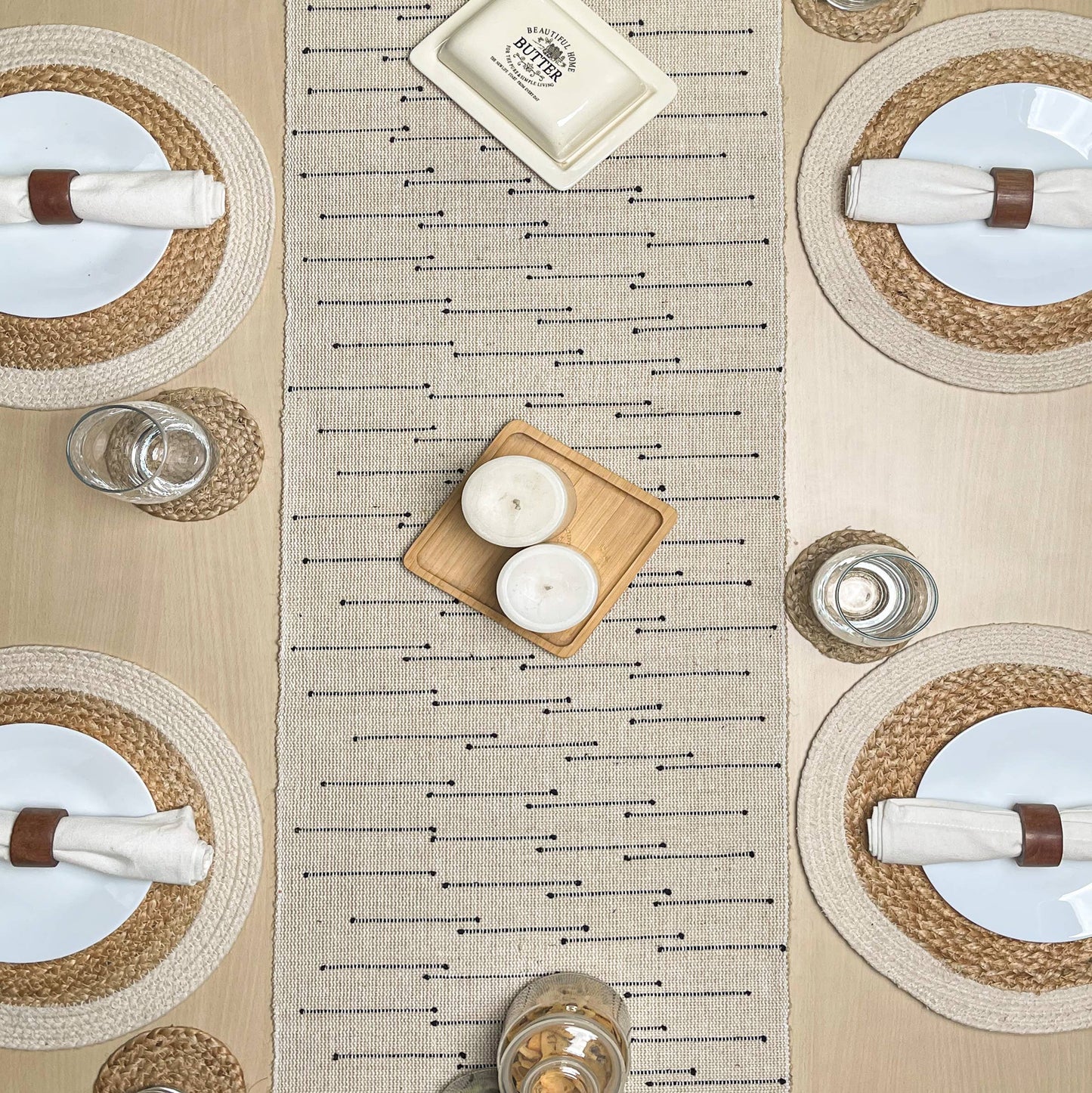SEDONA TABLE RUNNER, NATURAL-BLACK, 14''x72''