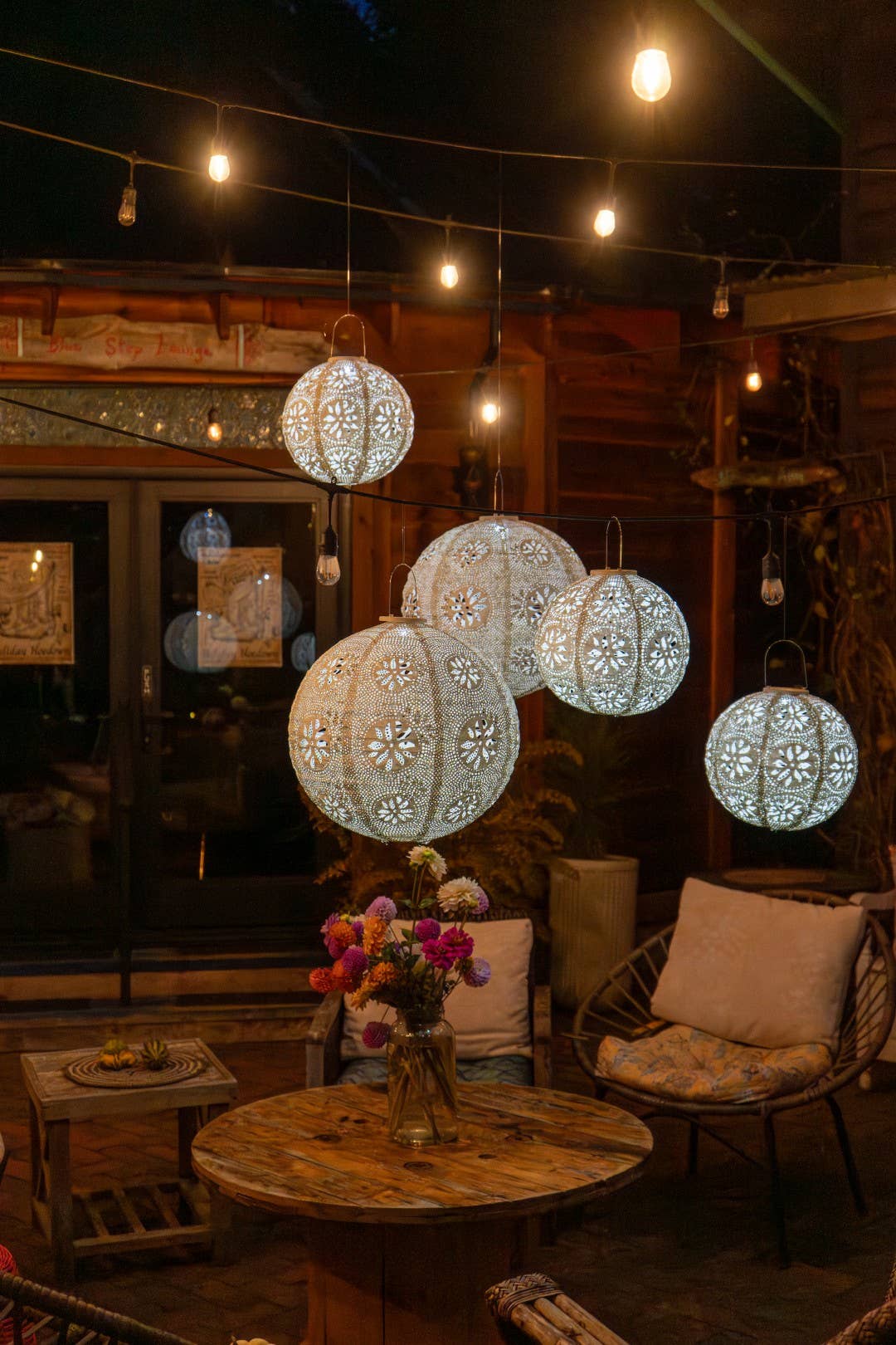 *NEW* Stella Luxe 12" Globe Boho Battery Lantern - Pearl