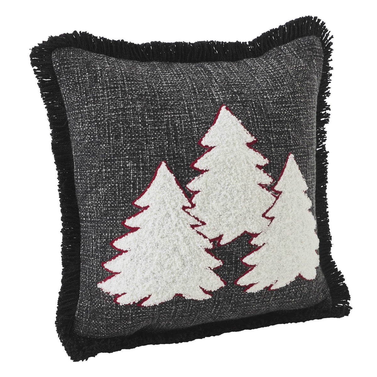 3 Christmas Trees Black Woven Throw Pillow 12x12