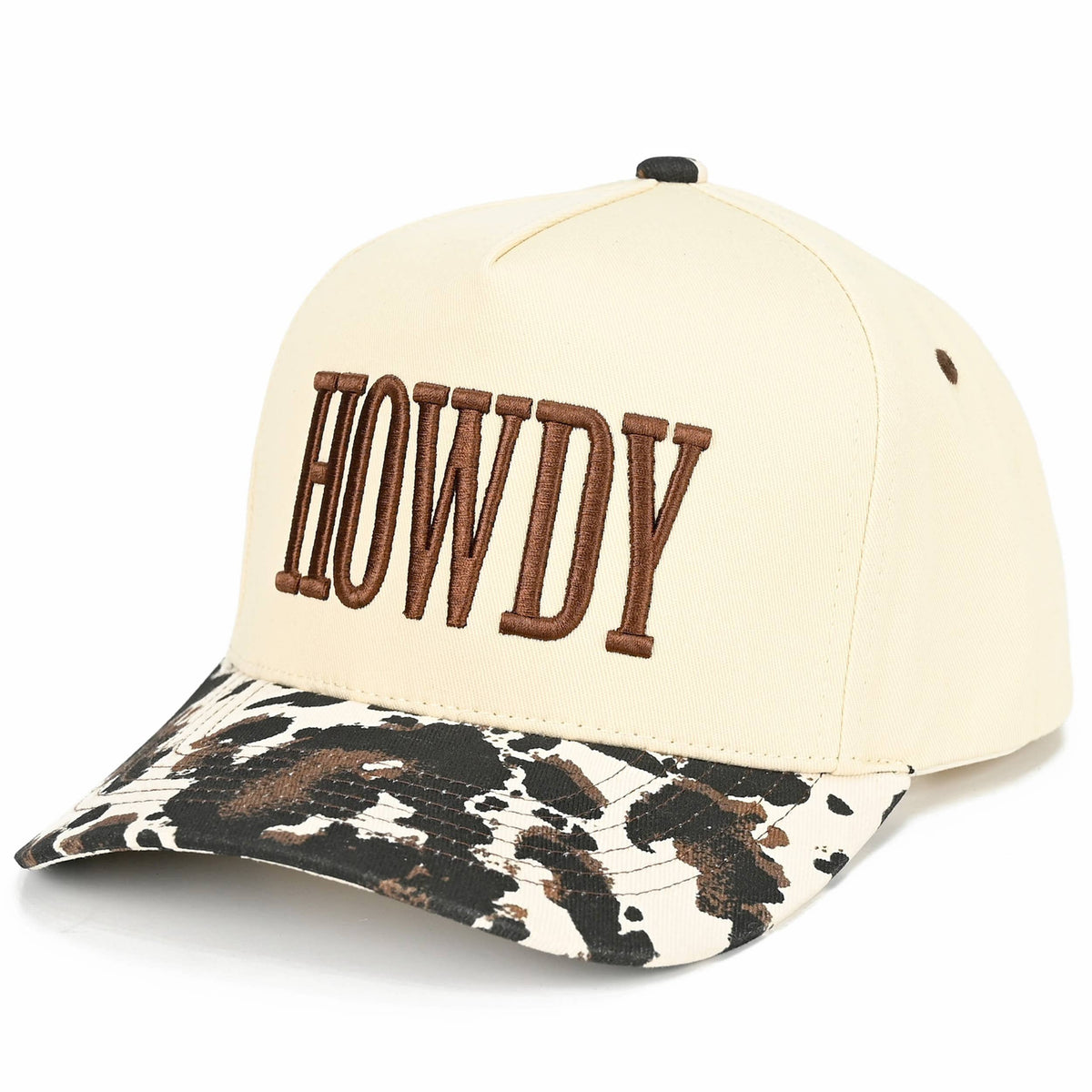 C.C HOWDY Embroidered Letter with Cow Print Trucker Hat