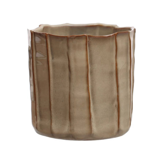 Stoneware Pleated Planter