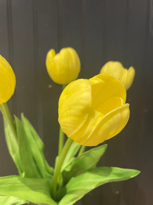 17” Yellow Tulip Bunch x5