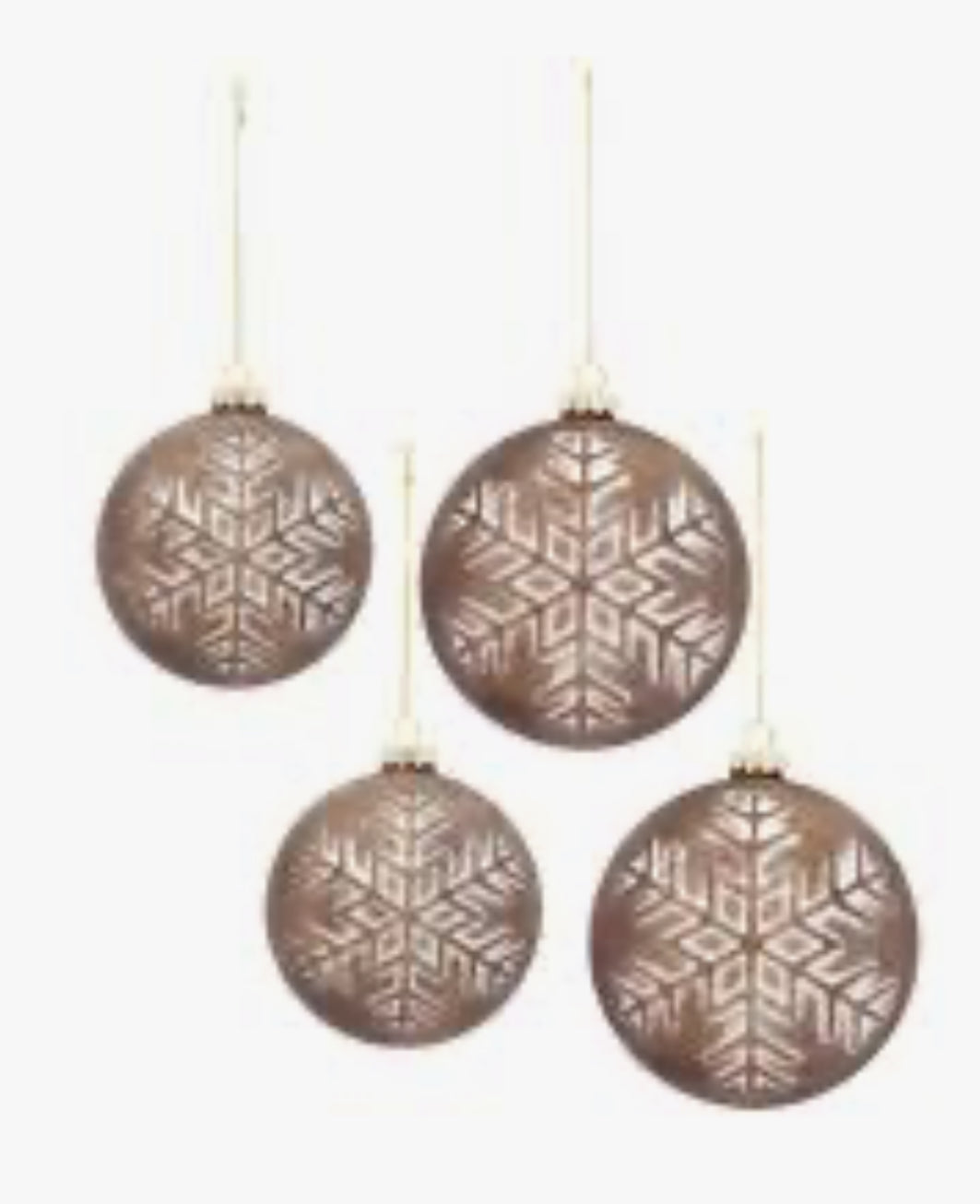Mocha Ball Ornament w/white Snowflake Accent