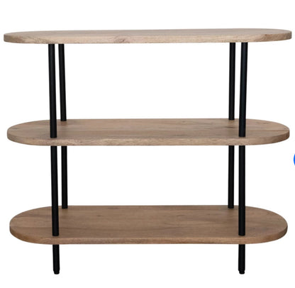 Oval Mango Wood & Metal 3-Tier Shelf