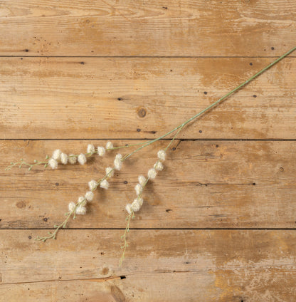 39.5” Cream /Green Fuzzy FlowerBranch