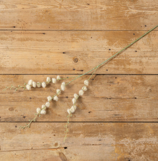 39.5” Cream /Green Fuzzy FlowerBranch