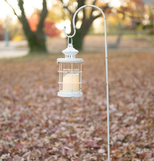 White Garden Lantern W/ Stake