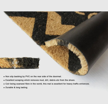 Black Herringbone Welcome Doormat