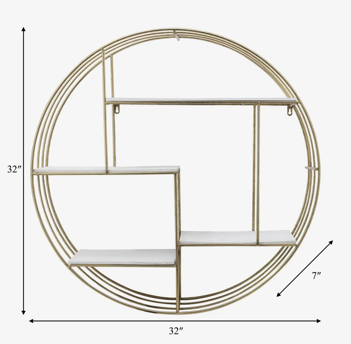 32” Metal/Wood Geometric Hanging Wall Shelf
