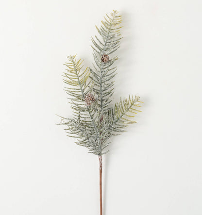 Snowy Green Pine Spray