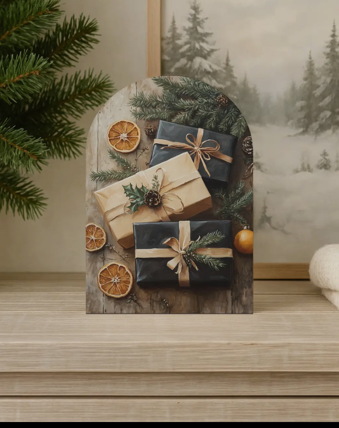 6”x4” Christmas Gift Arch Wood Print