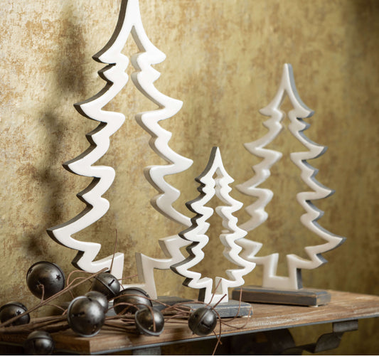16.5” White Cutout Wood Tree