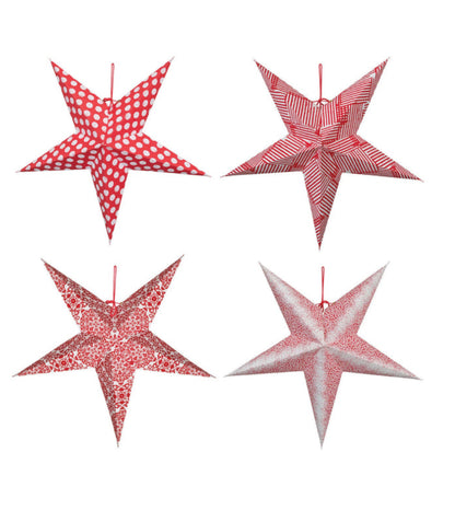 Red & White 5 Point Folding Star w/LED Lights-mini dot