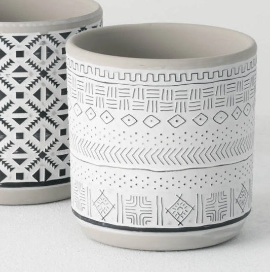 Black/White Pattered Pot 3 Asst.