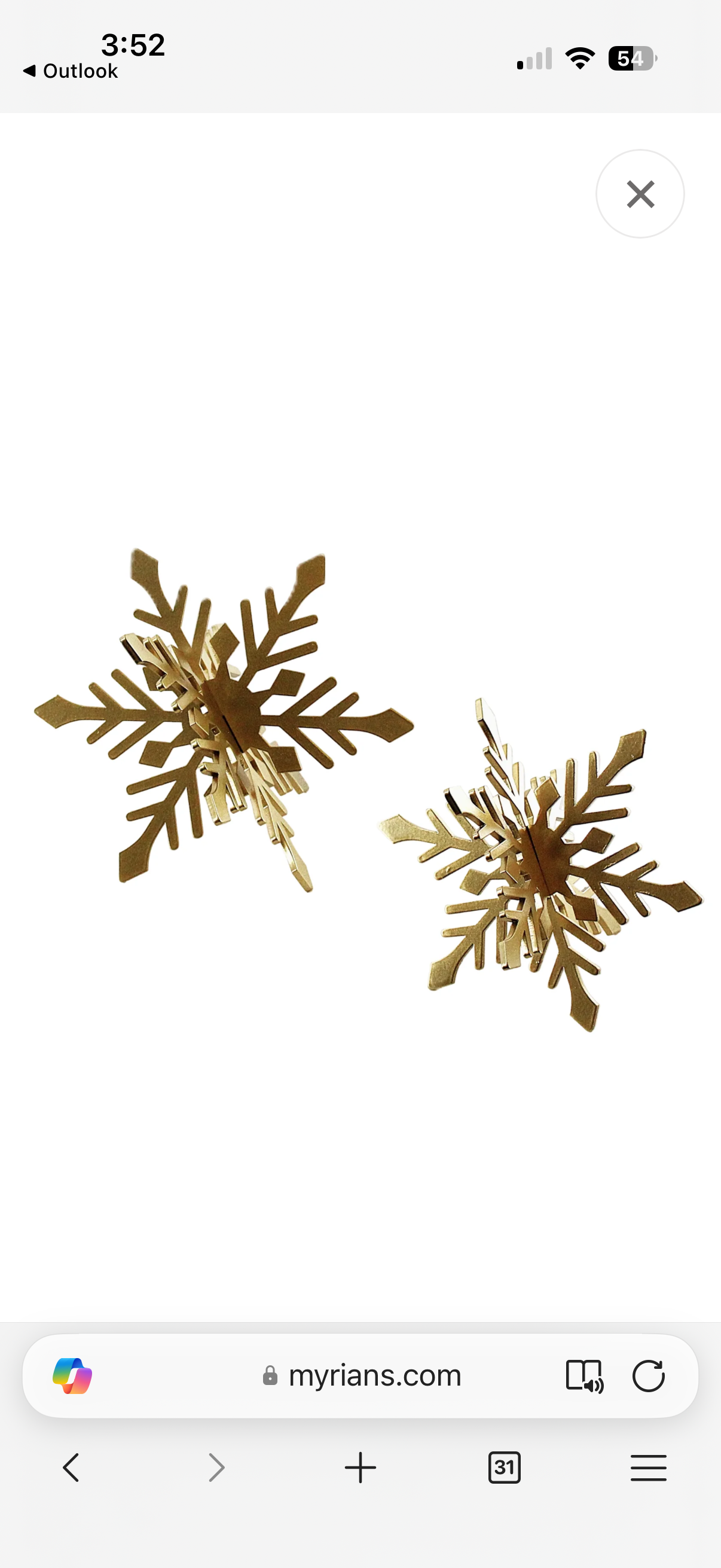 Metal Gold Snowflake