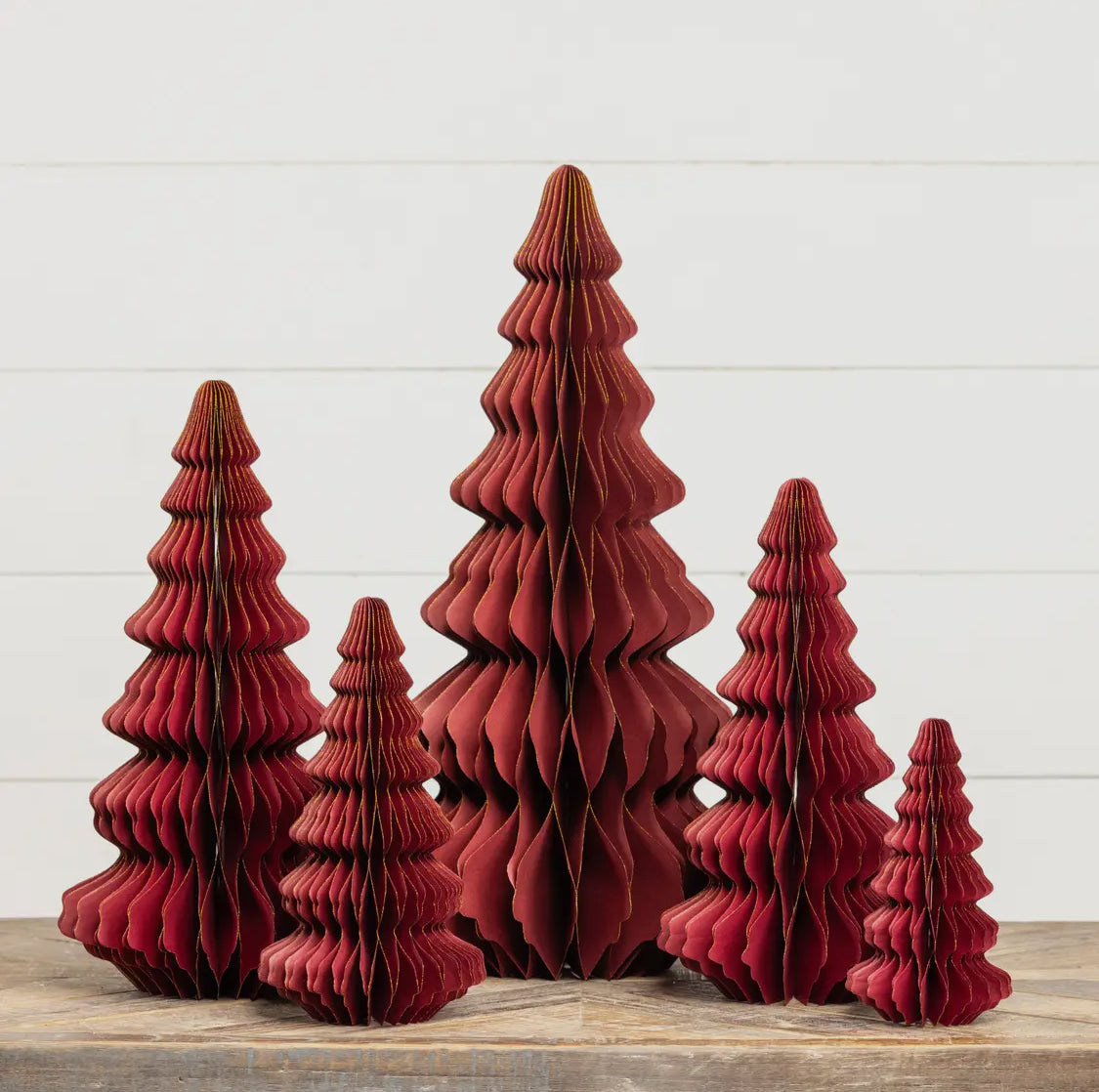 10” Burgundy W/Gold Trim Paper Cone Tree